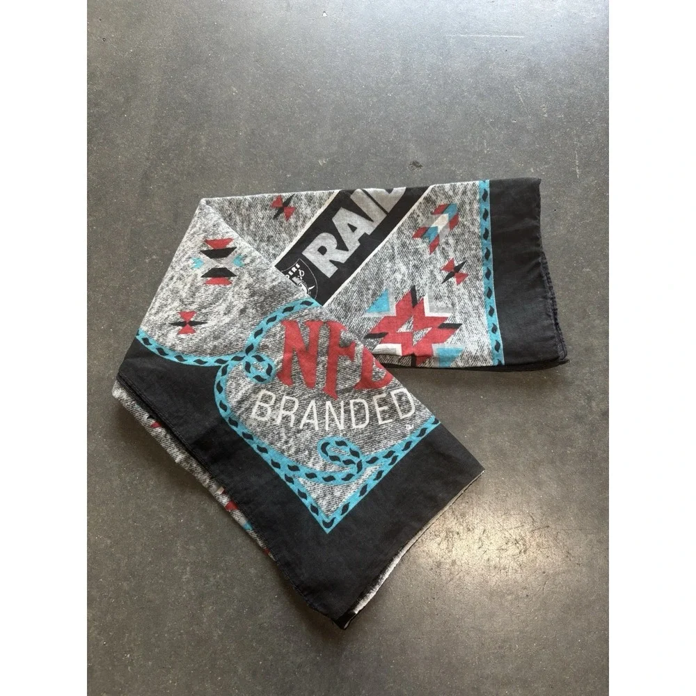 Vintage 90's Los Angeles LA Oakland Raiders NFL Aztec Bandana Handkerchief